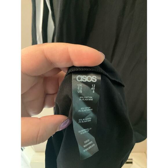 Asos Bodycon Midi Dress Women's Size 8 Black Long Sleeve Square Neck Cotton - Picture 5 of 6